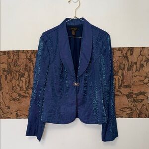 Stunning Vintage Shimmering Two Toned Dress Blazer Sapphire Blue by Oblique 💝